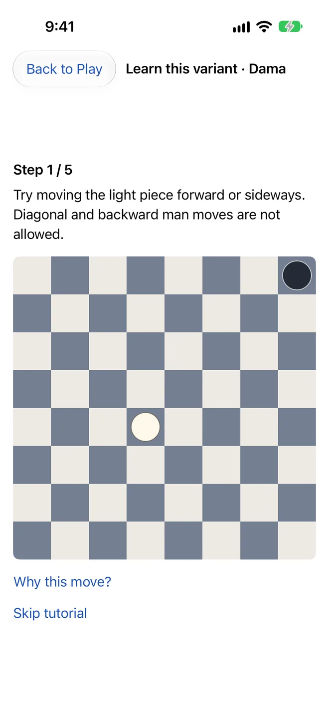 Interactive Dama movement lesson