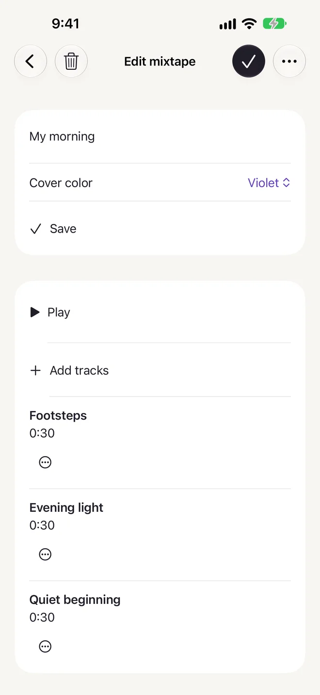 Editing a sample mixtape and its tracks